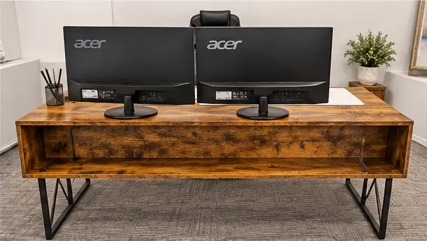 Dual Acer monitors on an office desk